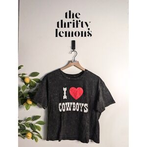 Rebellious One I love Cowboys Cropped Tee Sz M